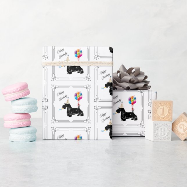 Scottish Terrier Birthday Wrapping Paper (Baby Shower)