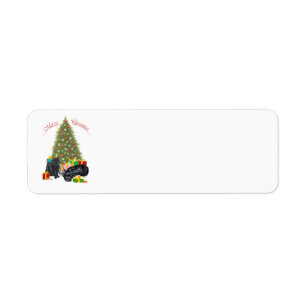Scottish Terrier & Black Cat Christmas Return Address Label