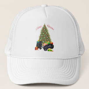 Scottish Terrier & Black Cat Christmas Trucker Hat