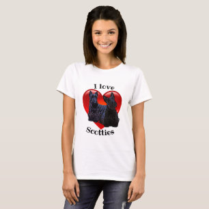Scottish Terrier black/I love Scotties / red heart T-Shirt