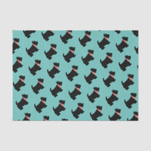 Scottish Terrier Black Scottie Dog Red Scarf Teal Tissue Paper