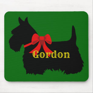 Scottish Terrier black silhouette, Island green Mouse Pad