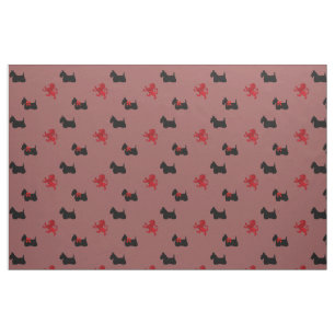 Scottish Terrier black silhouette/Rampant lion Fabric