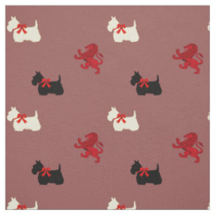 Scottish Terrier black silhouette/Rampant lion Fabric