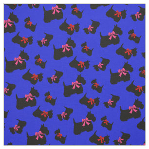 Scottish Terrier black silhouette, red/pink bow Fabric