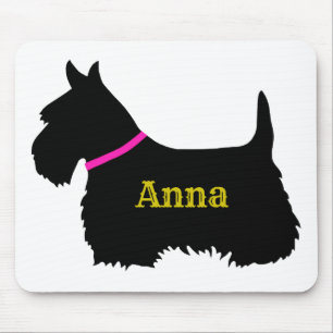 Scottish Terrier black silhouette, Scotland dog Mouse Pad