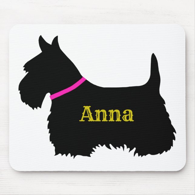 Scottish Terrier black silhouette, Scotland dog Mouse Pad (Front)