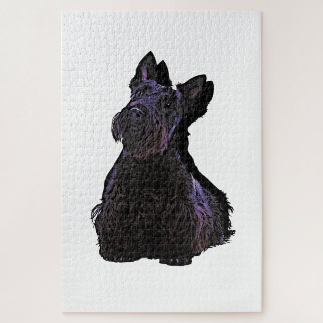 Scottish Terrier black silhouette with shadow Jigsaw Puzzle (Vertical)