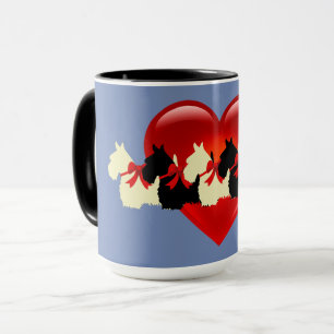 Scottish Terrier black silhouette, zazzle blue Mug