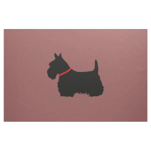 Scottish Terrier black silhouette/zazzle maroon Fabric