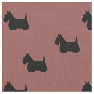 Scottish Terrier black silhouette/zazzle maroon Fabric