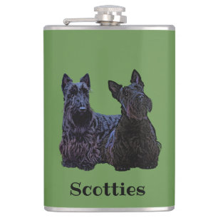 Scottish Terrier black, sitting/standing Hip Flask