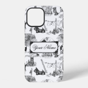 SCOTTISH Terrier Black Toile w/Custom Name iPhone 12 Case