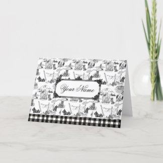 SCOTTISH Terrier Black Toile w/Custom Name Thank You Card