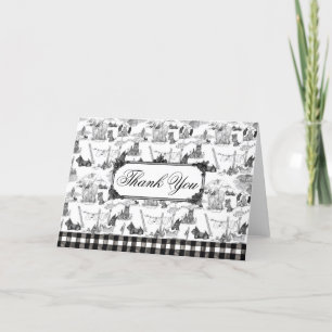 SCOTTISH Terrier Black Toile w/Customisation Thank You Card