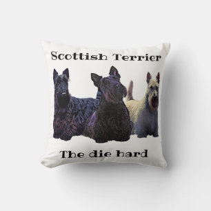 Scottish Terrier black/wheaten, deep red plaid Cushion
