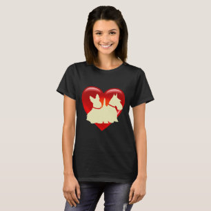 Scottish Terrier black/wheaten/red heart T-Shirt