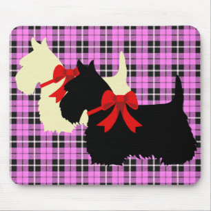 Scottish Terrier black/wheaten silhouette plaid Mouse Pad