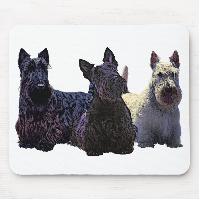 Scottish Terrier black/wheaten trio, black dog Mouse Pad (Front)