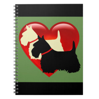 Scottish Terrier black/white silhouette heart Notebook
