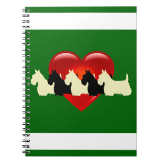 Scottish Terrier black/white silhouette heart Notebook