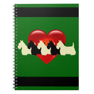Scottish Terrier black/white silhouette heart Notebook