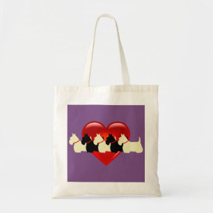 Scottish Terrier black/white silhouette heart Tote Bag