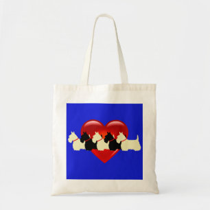Scottish Terrier black/white silhouette heart Tote Bag