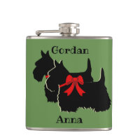 Scottish Terrier black/white silhouette/names
