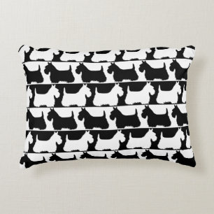 Scottish Terrier black/white stripe, Highland dog  Decorative Cushion