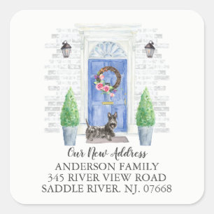 Scottish Terrier Blue Door New Address Label