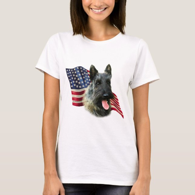 Scottish Terrier (brindle) Flag T-Shirt (Front)