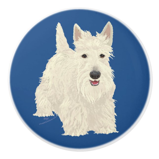 Scottish Terrier Ceramic Knob (Front)