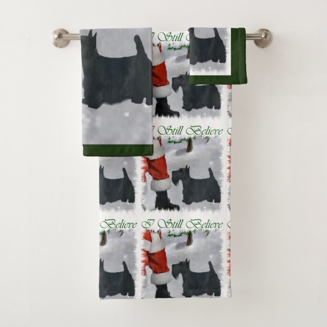 Scottish Terrier Christmas Bath Towel Set (Insitu)