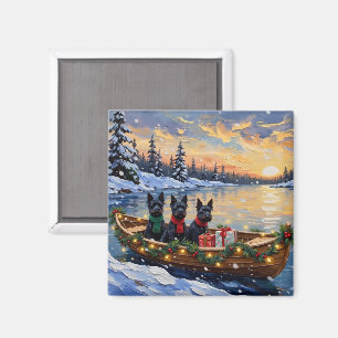 Scottish Terrier Christmas Boat Holiday Magnet