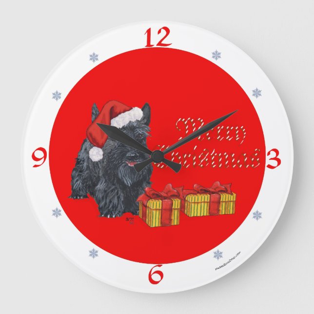 Scottish Terrier Christmas Clock (Front)