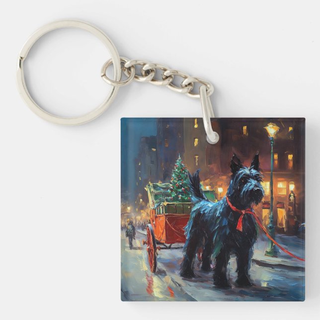 Scottish Terrier Christmas Festive Season  Key Ring (Front)