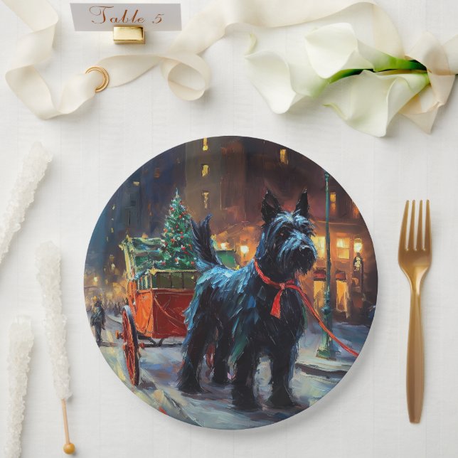 Scottish Terrier Christmas Festive Season  Paper Plate (Wedding)
