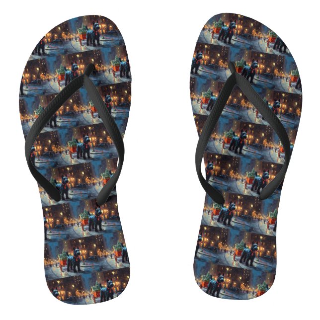 Scottish Terrier Christmas Festive Season  Thongs (Footbed)