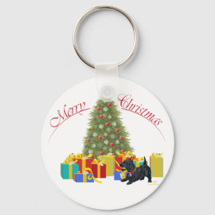 Scottish Terrier Christmas Key Ring