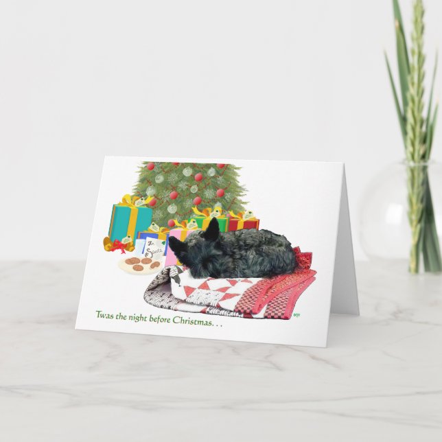 Scottish Terrier Christmas Nap Holiday Card (Front)