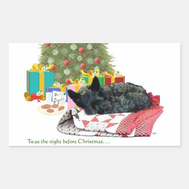 Scottish Terrier Christmas Nap Rectangular Sticker (Front)