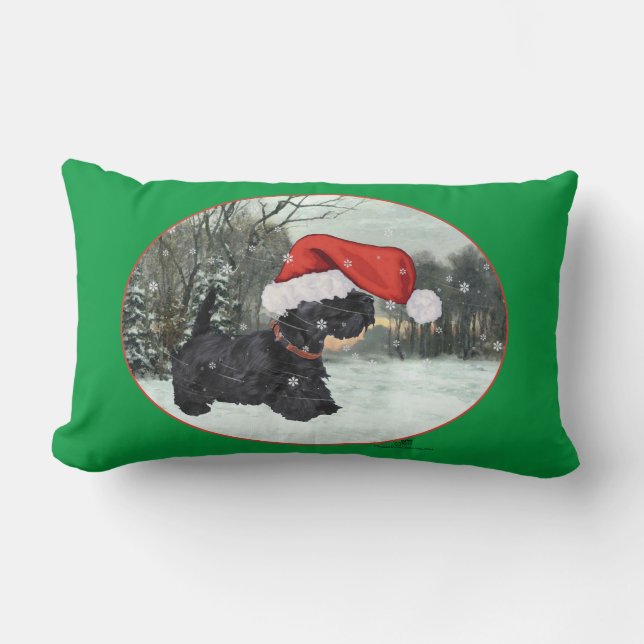 Scottish Terrier Christmas Pillow (Front)