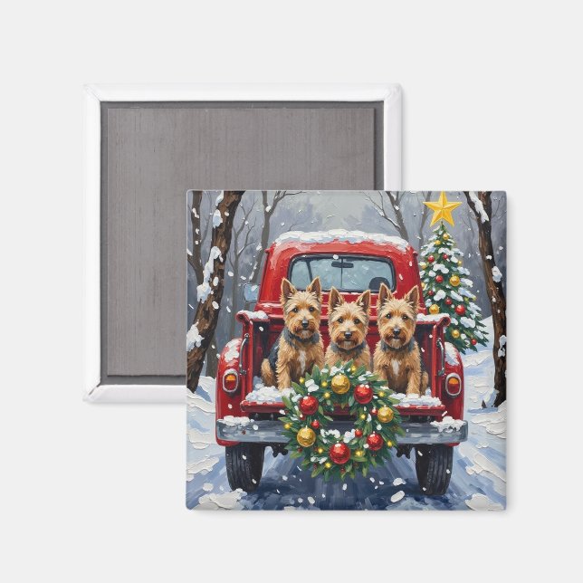 Scottish Terrier Christmas Red Truck Holiday Magnet (Front/Back)