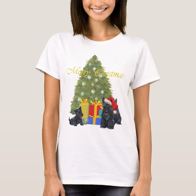 Scottish Terrier Christmas T-Shirt (Front)