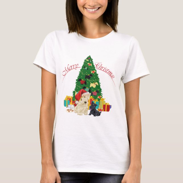 Scottish Terrier Christmas T-Shirt (Front)