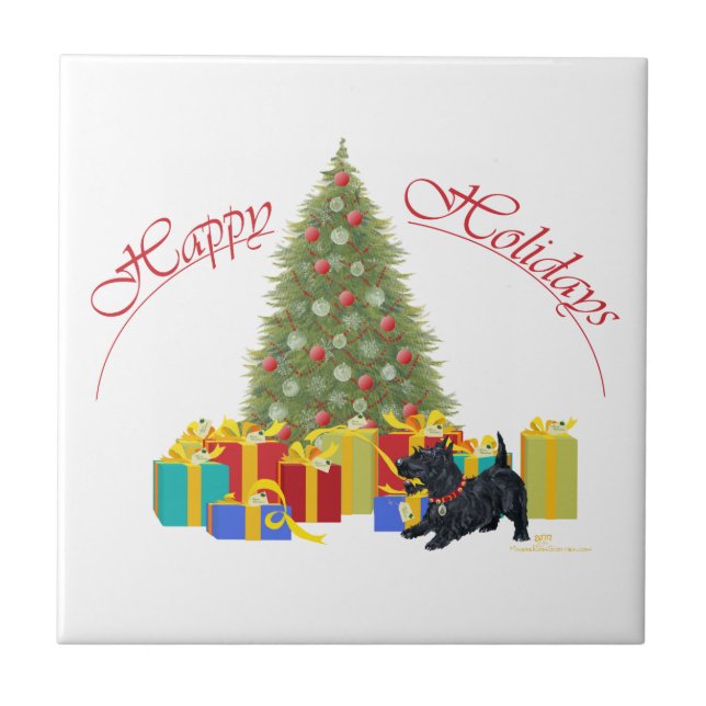 Scottish Terrier Christmas Tile (Front)