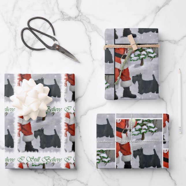 Scottish Terrier Christmas Wrapping Paper Sheet (Front)