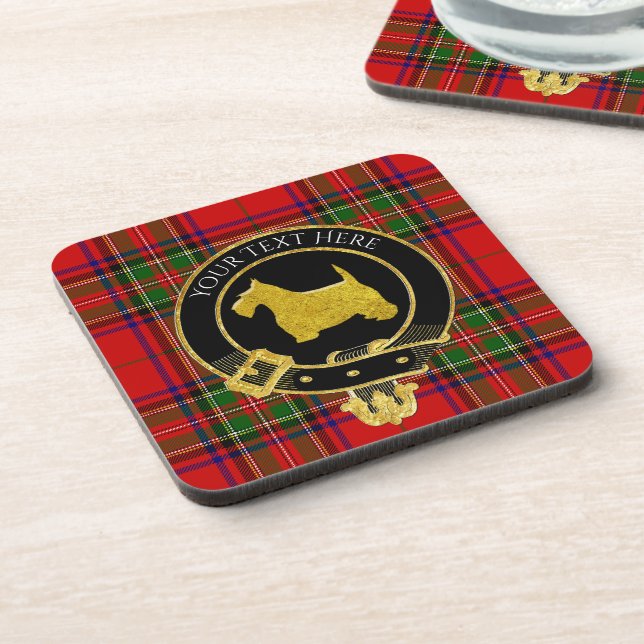 Scottish Terrier Clan Crest Tartan Coaster (Left Side)