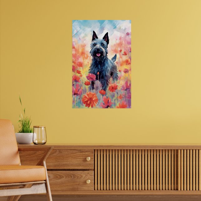 Scottish Terrier colourful watercolor artwork Poster (Living Room 2)